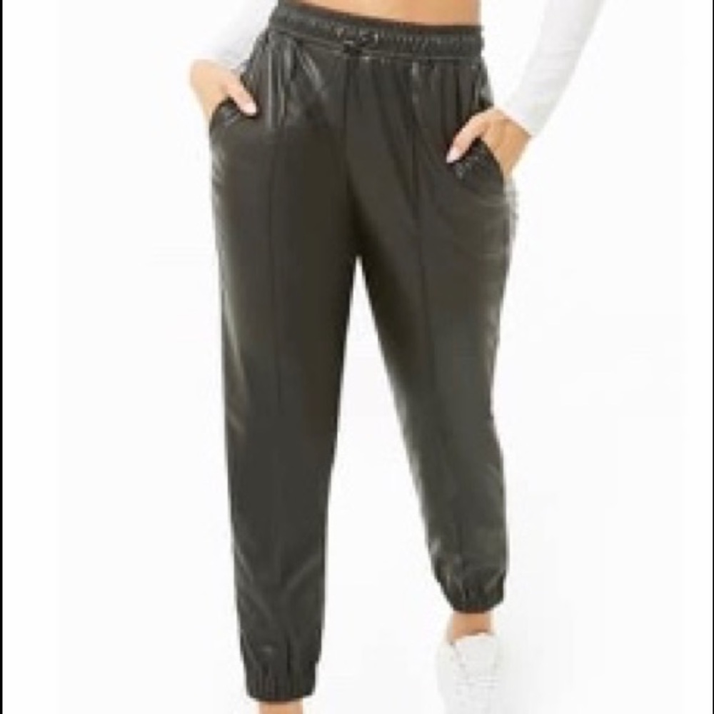 faux leather joggers